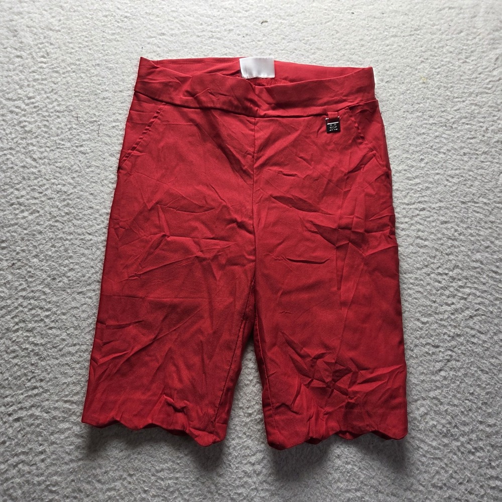 Rafaella Bermuda Shorts Womens 8 Red Viscose Blend Stretch Pull On Casual Summer